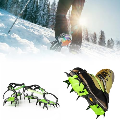 BRS-S1 Paire de crampons d'extérieur à 14 dents pour ski, glace, glacier, dispositif de traction antidérapant pour la marche, la randonnée, l'alpinisme, le...