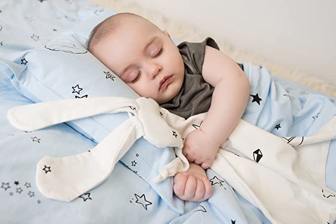Image of Gootoosh Bunny Baby Security Blanket – lovies for Babies - Cuddly Soft Organic Cotton Baby Lovey – Soothing Unisex Blanket for Newborns, Infants, Toddlers (Ivory with Garden Print)
