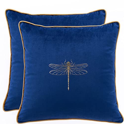Mejinon Throw Pillow Covers 18X18 Inch Set Of 2, Soft Square Velvet Pillow Covers Pillow Cases For Living Room Bed Decor, Couch Pillow Covers Navy Blue #TOP1
