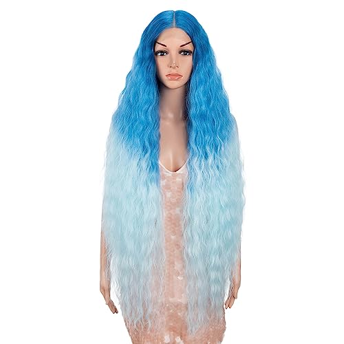 Style Icon 41" Ombre Blue Lace Front Wigs Long Wavy