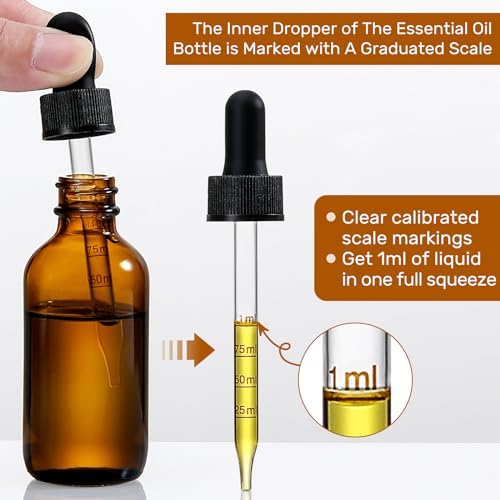 image for AOZITA 4 Pack 1 oz Glass Dropper Bottles with Measured Dropper - 30ml 