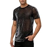 Transparent & maille – T-shirt en maille pour homme au design filet de pêche, coupe ajustée souligne les contours musculaires, résout les problèmes de tenue de club, parfait pour les fêtes techno et les soirées discothèques.