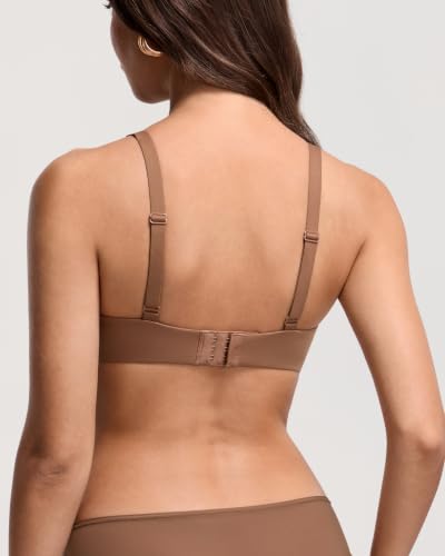 Image of DOBREVA Women's Unlined Balconette Bra Underwire Supportive Plus Size Smooth Scoop Neck