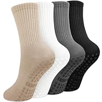 Yikki 4 Paar Pilates Grip Socken Damen, rutschfeste Antirutsch Weiche Reformer-Yoga Stoppersocken für Tanz, Fitness, Fitnessstudio, Ballett, Trampolin, Heim- und Krankenhaus, Einheitsgröße