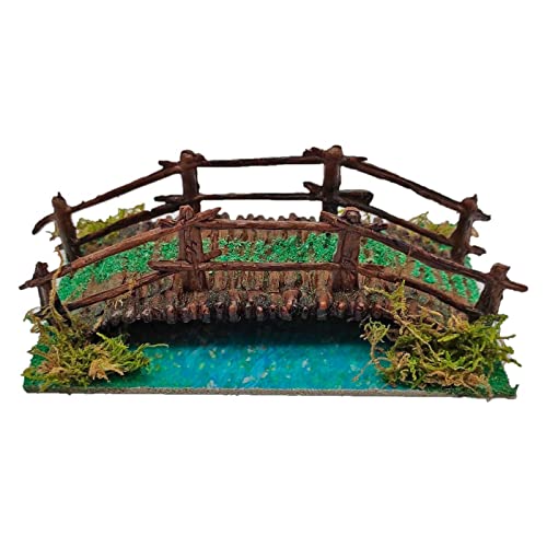 AC - Puente de Troncos con río para Belén, Fabricado en Resina, Adorno, Nacimiento, Pesebre, Navidad, decoración Tradicional - 16,5 x 9 x 5,5 cm