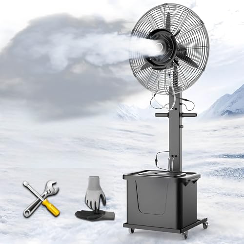 25/30 Inch Pedestal Fan with Water Mist Spray - Liftable Misting Fan for Outdoor Use, Ideal for Warehouses and Events, High-Efficiency Cooling Solution
