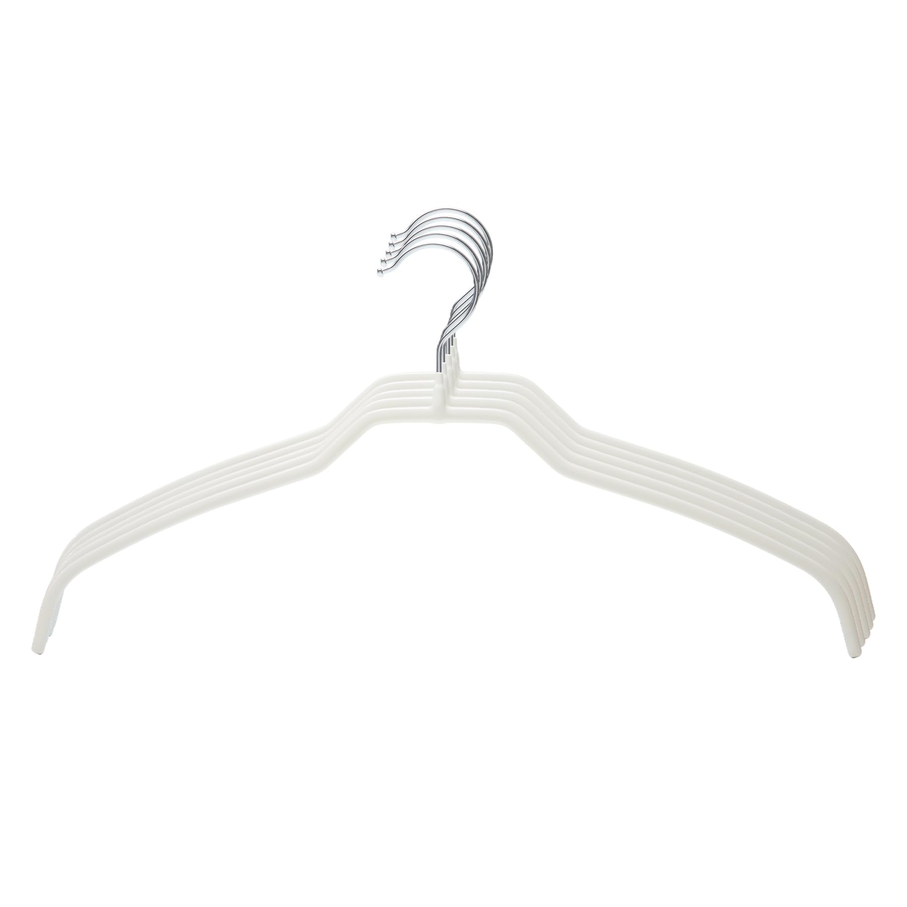SHIMOYAMA Confezione da 5 grucce appendiabiti in metallo da 40 cm, sottili, antiscivolo, per top, maglieria, magliette, maglioni, girevoli a 360° (bianco)