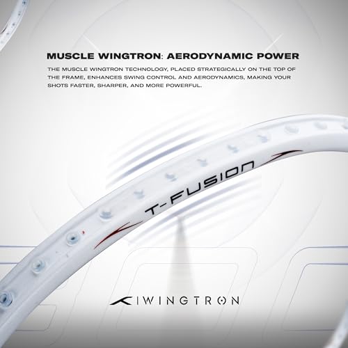 Image of Hundred T-Fusion 300 Unstrung Badminton Racket with Full Cover | 79 Grams | Maximum Tension ≤32 to 34 lbs (White /Silver)