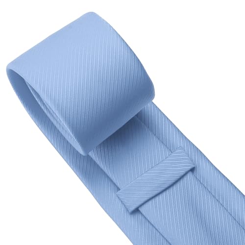 Image of KOOELLE Men's Ties Solid Pure Color Plain Formal Light Blue Ties For Men