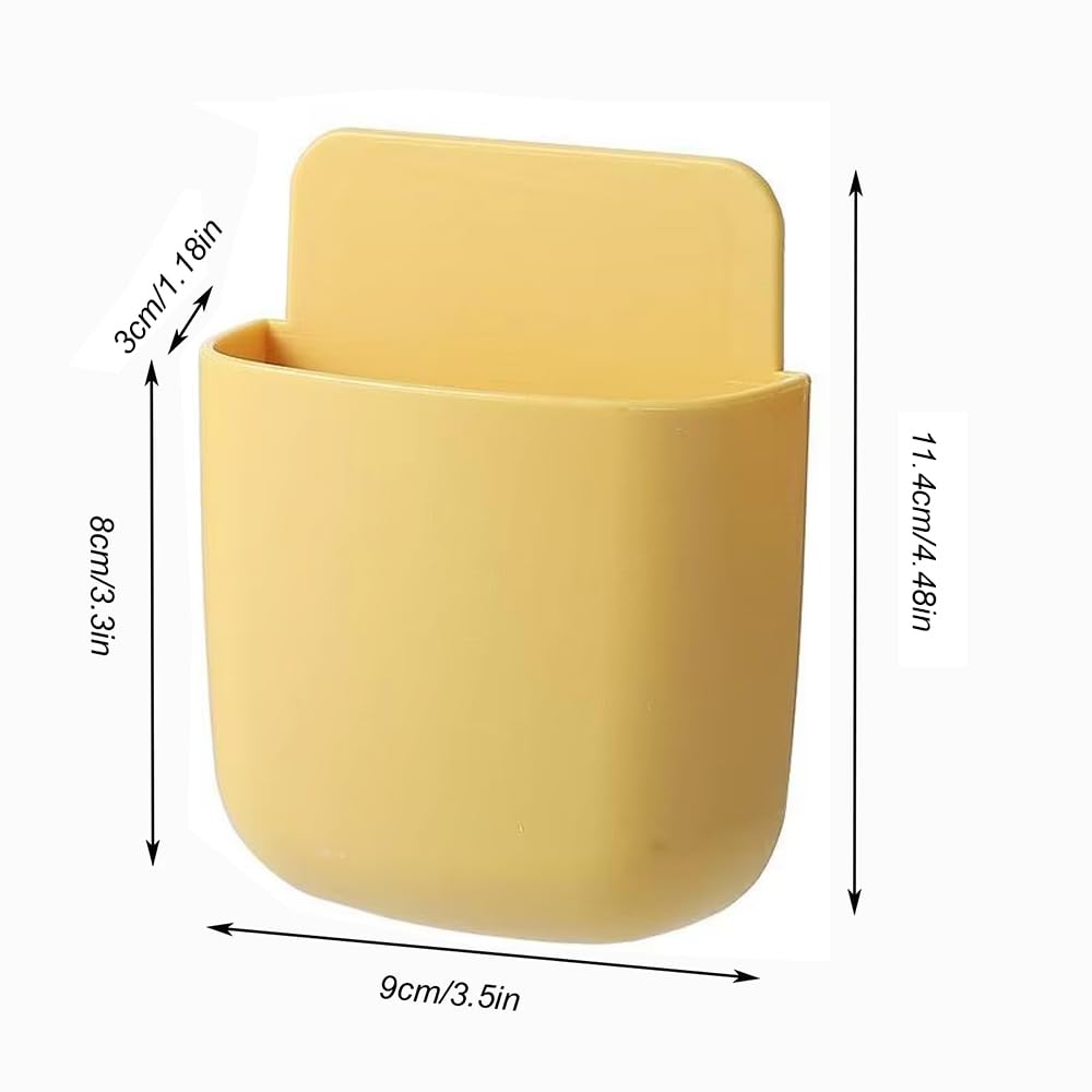 TECVITY 4 pcs Self Adhesive Multipurpose Yellow Wall Mount Remote Control & Mobile Phone Holder (Multi-Color) 4 Pcs.