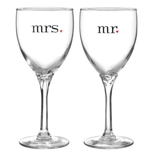 Hortense B. Hewitt Wedding Accessories Mr. and Mrs. Wine Glasses, Set of 2