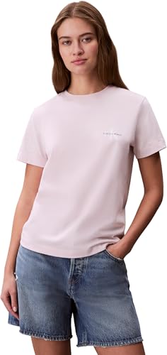 Calvin Klein Camisetas de Manga Corta Pack de 2 Mujer Logo tee con Cuello Redondo, Multicolor (Cradle Pink/Black), S