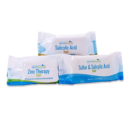 DermaHarmony Combo Pack - 3 Bars (2% Pyrithione Zinc, Sulfur/Salicylic Acid, 2% Salicylic Acid) Soap