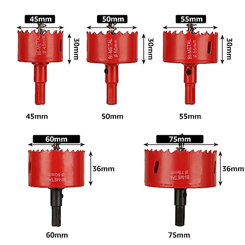 GOYADA 13 Pcs Hole Saw Set, 18mm-75mm, Bi-metal M42 Cutter Kit With Centring Drill Bit for Wood, Plastic, Metal Sheet, Drywall 3 GOYADA 13 Pcs Hole Saw Set, 18mm-75mm, Bi-metal M42 Cutter Kit With Centring Drill Bit for Wood, Plastic, Metal Sheet, Drywall - Image 3
