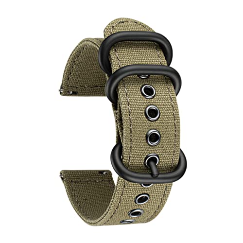 BINLUN Canvas Watch Bands Replacement Cotton Fabric Watch Straps Soft Quick Release Cloth Watchbands in Black Khaki Army Green Blue with Black/Silver Buckle for Men Women 18/20/22/24mm