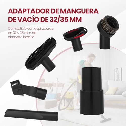 Miniatura 7 de Vonsera Juego De Boquillas Para Aspiradora, 7 Unidades, Juego De Boquillas Universales, Accesorios Para Aspiradora, Boquilla Multiusos Y Juego De Cepillos, Cepillo Universal Para Coche, Alfombra
