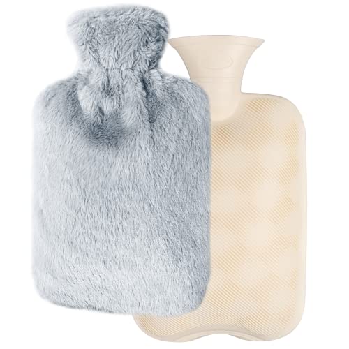 Imagen de Bolsa de Agua Caliente de Goma,Botella de Calentar Agua con Funda de Terciopelo,Hot Water Bottle Grande de 2L con Tapa,Terapias Frío o Caliente para Dolores Menstruales, Colicos y Espalda,Reusable