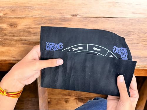 Image of Dowsing Fabric Pad with Rudraksh Pendulum| Size 10 x 8 Inch | Energy Work Mat for Pendulum Reading | Velvet Pendulum Divination Mat