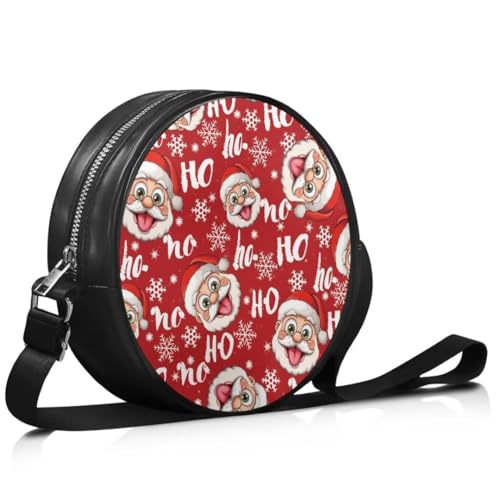 Coldinair Santa Claus Christmas Crossbody Bag PU Leather Trendy Small Shoulder Bag Purse Bag for Travel,Adjustable Strap Satchel Purse Handbag for Women Girls