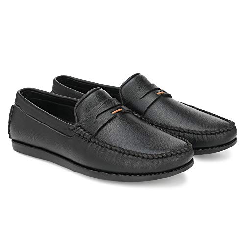 Image of Men's Shoes Black Moccasin-10 (4002)