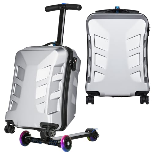 Scooter Suitcase for Kids & Adults，3-D Hardshell Ride On Scooter Luggage with...