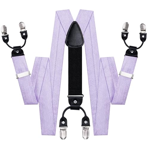 Image of Dubulle Suspender and Bow Tie for Men Paisley Solid Mens Suit Braces Pretied Bowtie and Handkerchief Cufflinks Formal Wedding