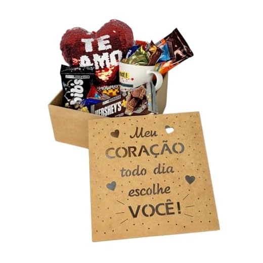 Cesta Presente Chocolates e Mimos Aniversário Datas Especiais, Presente Dia dos NamoradosCaixa em MDF