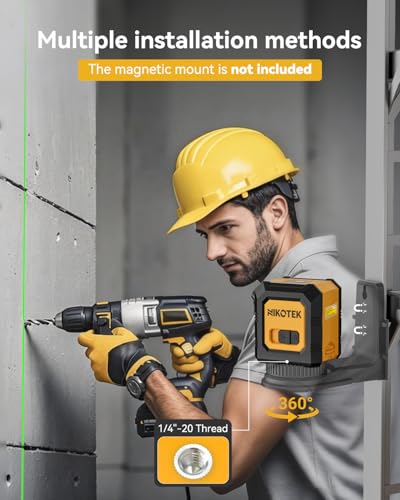 Image of Nikotek Laser Level, Self-Leveling Green Beam Horizontal and Vertical Cross-Line Laser for Home Decoration Carrying Pouch, Battery Included