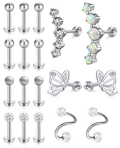 AVYRING 16g Forwards Helix Earring Conch Tragus Earring Stainless Steel Cartilage Earrings Piercing Jewelry for Women