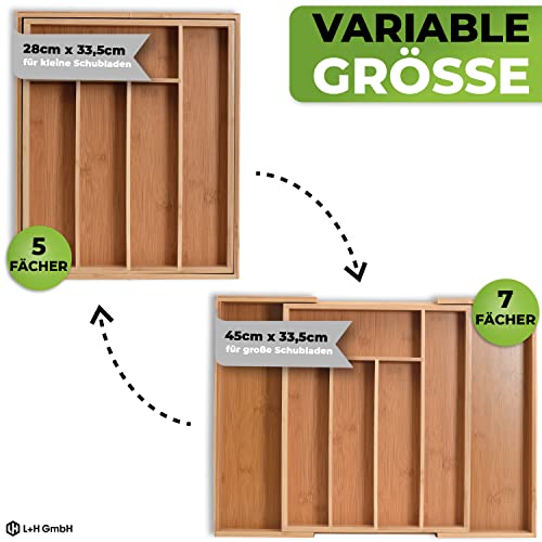 Portaposate per cassetti in bambù, 5-7 scomparti