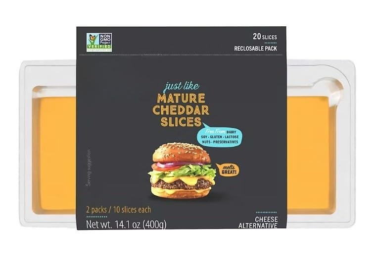 Cheddar Slices, deliver that craveable cheesy experience but without any dairy, lactose, gluten, soy, nuts, preservatives. So go wild - your sandwich options know no limits. 1 pk ( 20 slices ) , [ 14 .1 oz , 0.88 lb ]