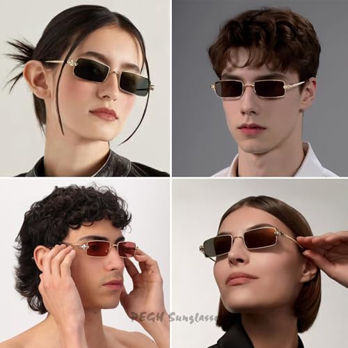 Rectangle Narrow 90's Sunglasses for Women Men Classic Vintage Slim Metal Frame Sun Glasses y2k Square Shades2