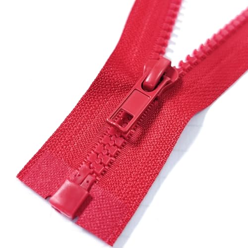 Image of MebuZip 2PCS #5 24 Inch Separating Jacket Zippers Resin Zipper Molded Plastic Zippers Bulk for Sewing Coat Jackets Clothes (24 inch Red)