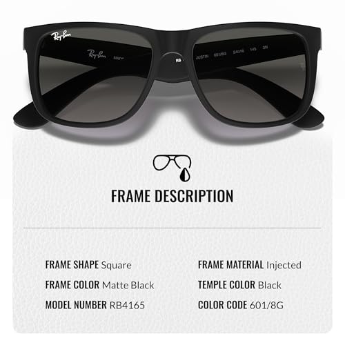Ray-Ban RB4165 JUSTIN CLASSIC Square Shaped Sunglasses for Men & Women with Official RAYBAN Eyewear Kit3