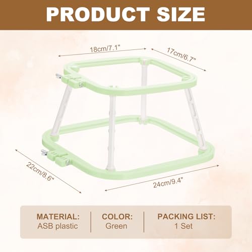 Image of PATIKIL 7.1 inch x 6.7 inch Square Embroidery Hoop Stand, Adjustable ABS Plastic Cross Stitch Stand Hands-Free 2-Tier Embroidery Hoop Holder Punch Needle Frame for Sewing Arts Needlework, Green