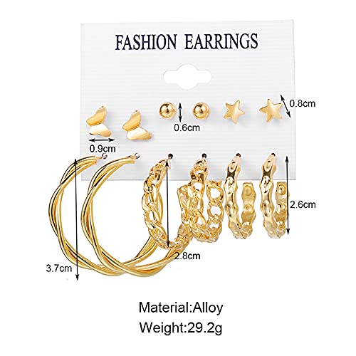 Image of Shining Diva Fashion Stylish Combo Design 6 Pairs Metal Earrings for Women and Girls (F12787er)