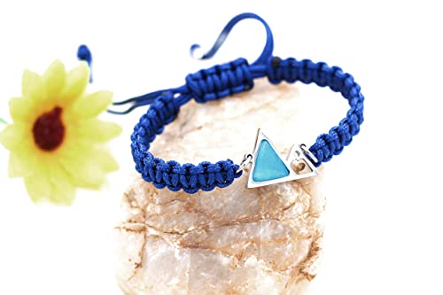 Image of Uloveido Handmade Braided Rope Bracelets with Blue Triangle Mountain Mustard Seed Charm Unisex Mountain Bracelet