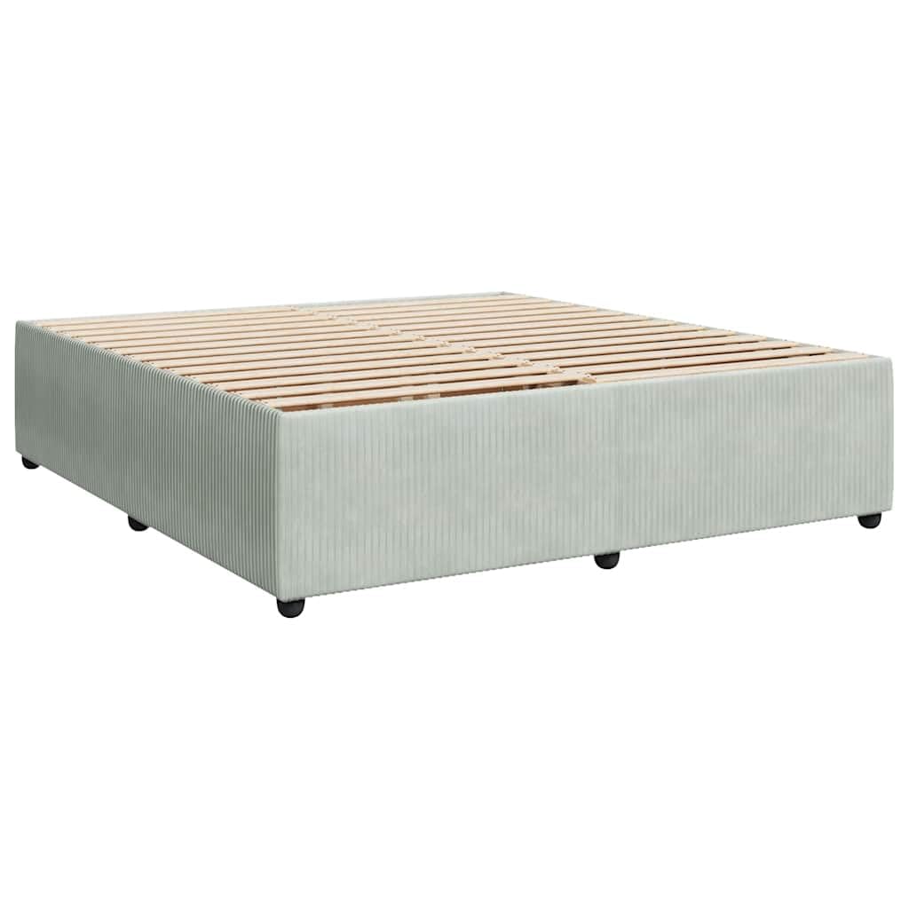 Cama con somier de 200 x 200 cm, terciopelo gris claro, con colchón de muelles ensacados y colchón, cama doble moderna de montaje rápido, para dormitorio, habitación de invitados, accesorios