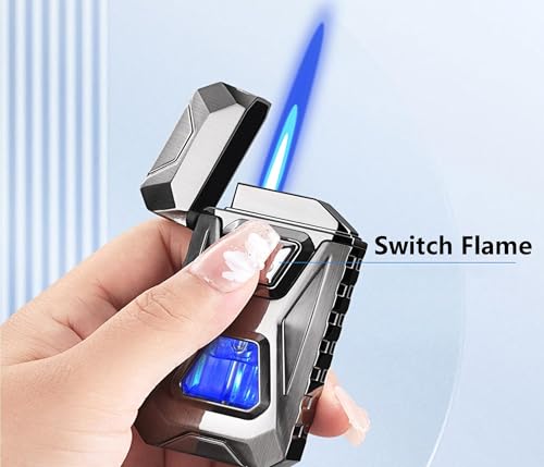 Encendedor de butano elegante con doble llama y ventana visual de gas 4