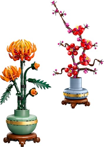 Bundle Fiori Stagionali - Set di Costruzioni di Fiori per Adulti con Crisantemo (10368) e Prugno Giapponese (10369) - Installazione di Piante Artificiali - Regalo di San Valentino Donna e Uomo - Lego - Immagine 1