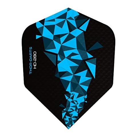 THOR-DARTS 30 pieces (10 set) extra strong darts flights HD-280 blue black 150 micron flights extra long durable standard shape ultra strong blue-black HD150 Plus (F2 blue) Cover