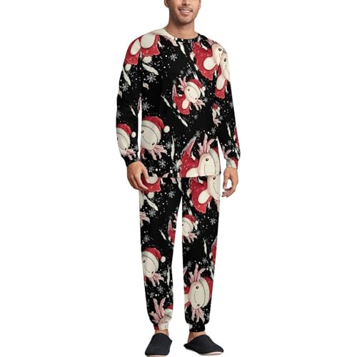 Christmas Axolotl Pajama Set Long Sleeve Lounge Sets Sleepwear 2 Pjs Nightwear for Men Women