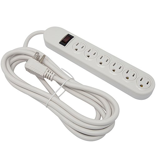 Otimo 6-Outlet Power Strip with 10 Foot Power Cord and LED On Power Strip Indicator, White