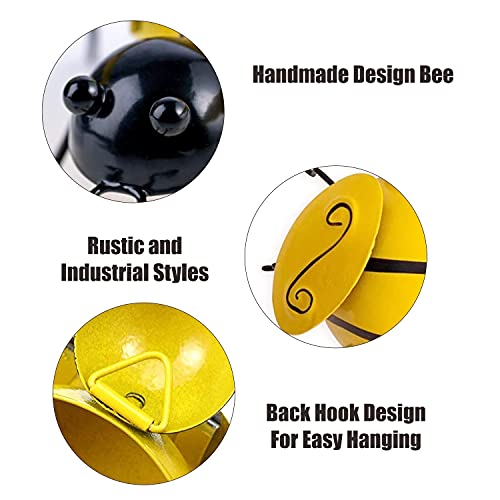 Yungeln Metal Wall Art, 4Pcs Metal Bumble Bee Wall Decor, 3D Iron Bee Art Sculpture Hanging Wall Decorations For Outdoor Home Garden #TOP2