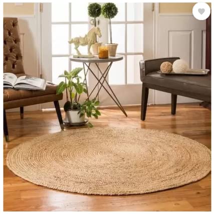Beautiful Indian Handmade Braided Home Decor Pure Jute Area Rugs Floor Decor Rugs (Natural, 2' Round) #TOP30