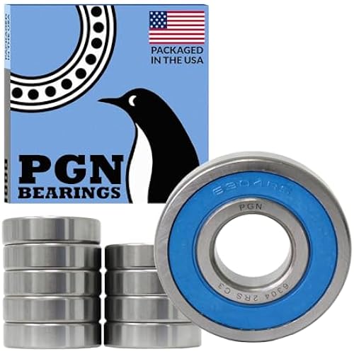 PGN 6304-2RS (10 Pack) Ball Bearing 20x52x15mm Chrome Steel Sealed