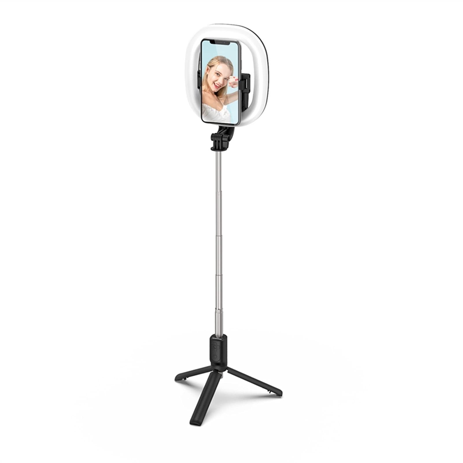 SCRUBY Pieghevole LED Selfie Stick Dimmerabile Telecomando Bluetooth Treppiede Anello Luce di Riempimento Portatile con Telecomando