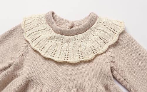 Baby Girl Knit Sweater Dress with Crochet Ruffle Collar Cotton Winter Dresses for 6M-5T4