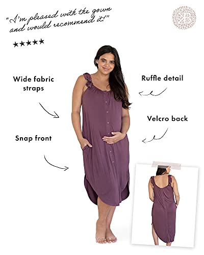 Kindred Bravely Ruffle Strap Labor And Delivery Gown | 3 In 1 Labor, Delivery, Nursing Gown For Hospital (Burgundy Plum, Medium/Large) #TOP1