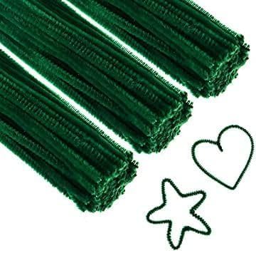 Image of TRAIS Dark Green Pipe Cleaners for Crafts (100 Pieces) | Flexible Chenille Stems for DIY Art, Flower Making, Kids Craft, School Projects & Decoration Supplies